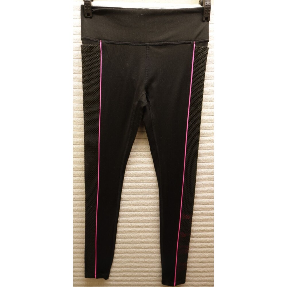 PINK Victoria's Secret Ultimate Leggings XS Black Pink Mesh Side Stripe Tight